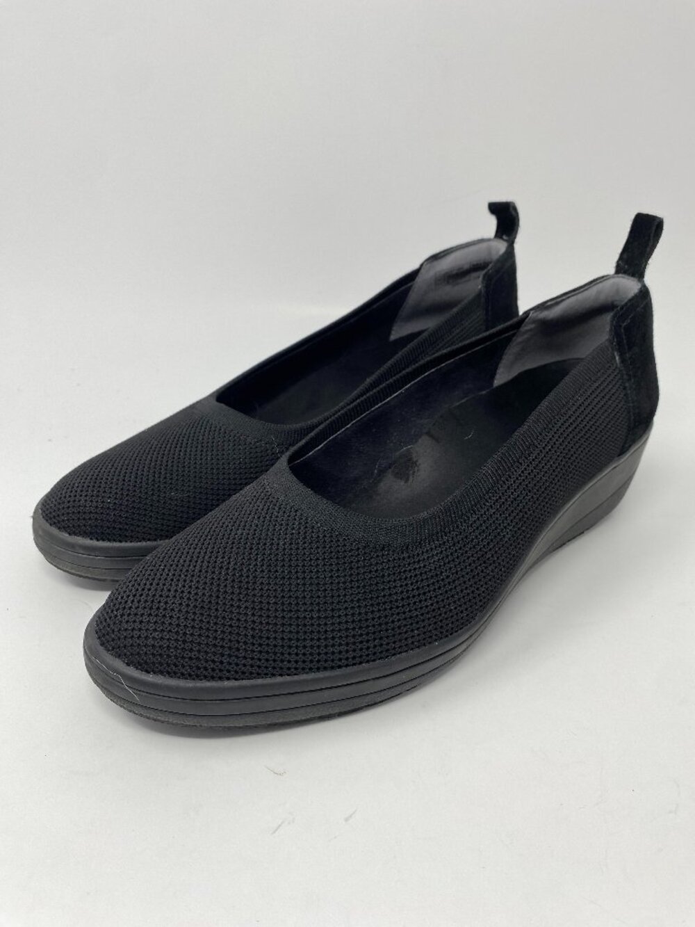 Vionic Jacey Knit Wedge Shoes Womens 11 Black Fabric Slip On Casual Comfort